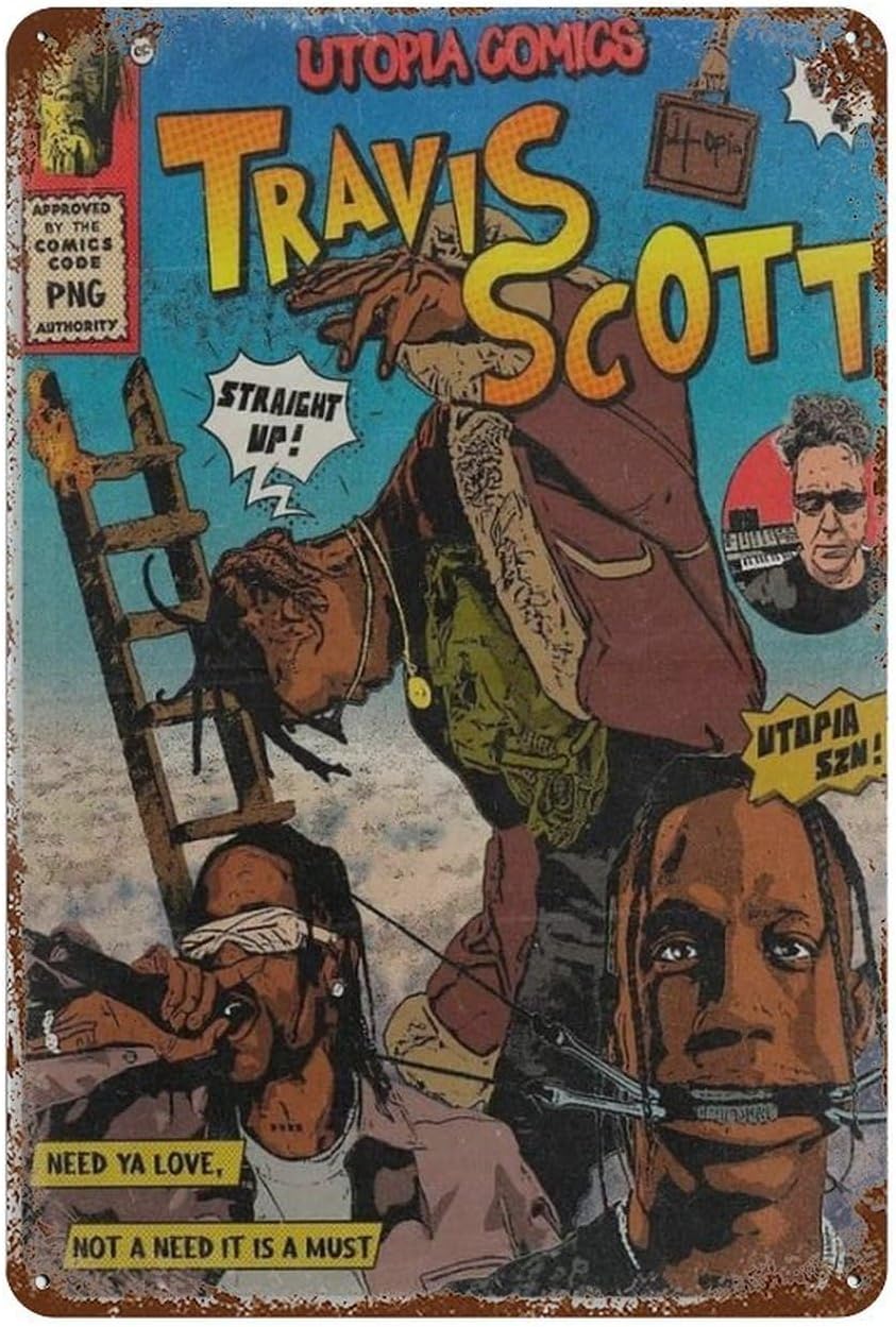 Home Bar Shelf - Affiches Travis-Scott, Plaque Métallique Vintage pour