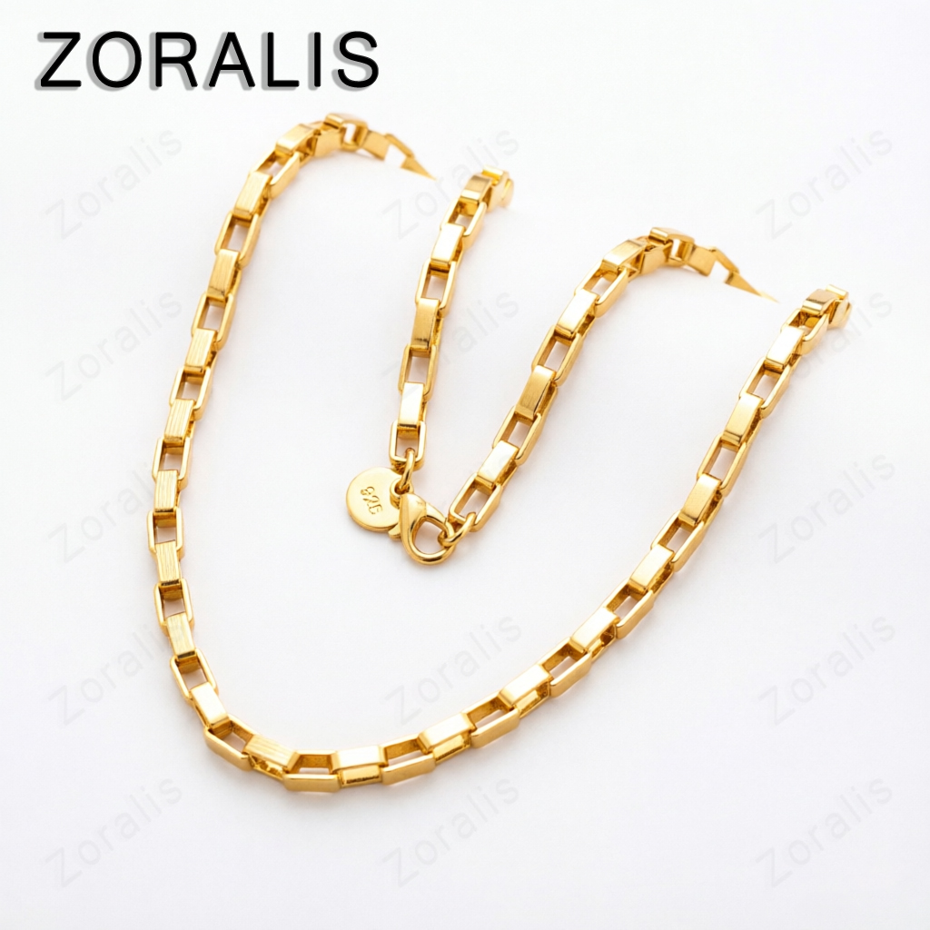 Bar Cart Gold - Collier chaîne à maillons rectangulaires en